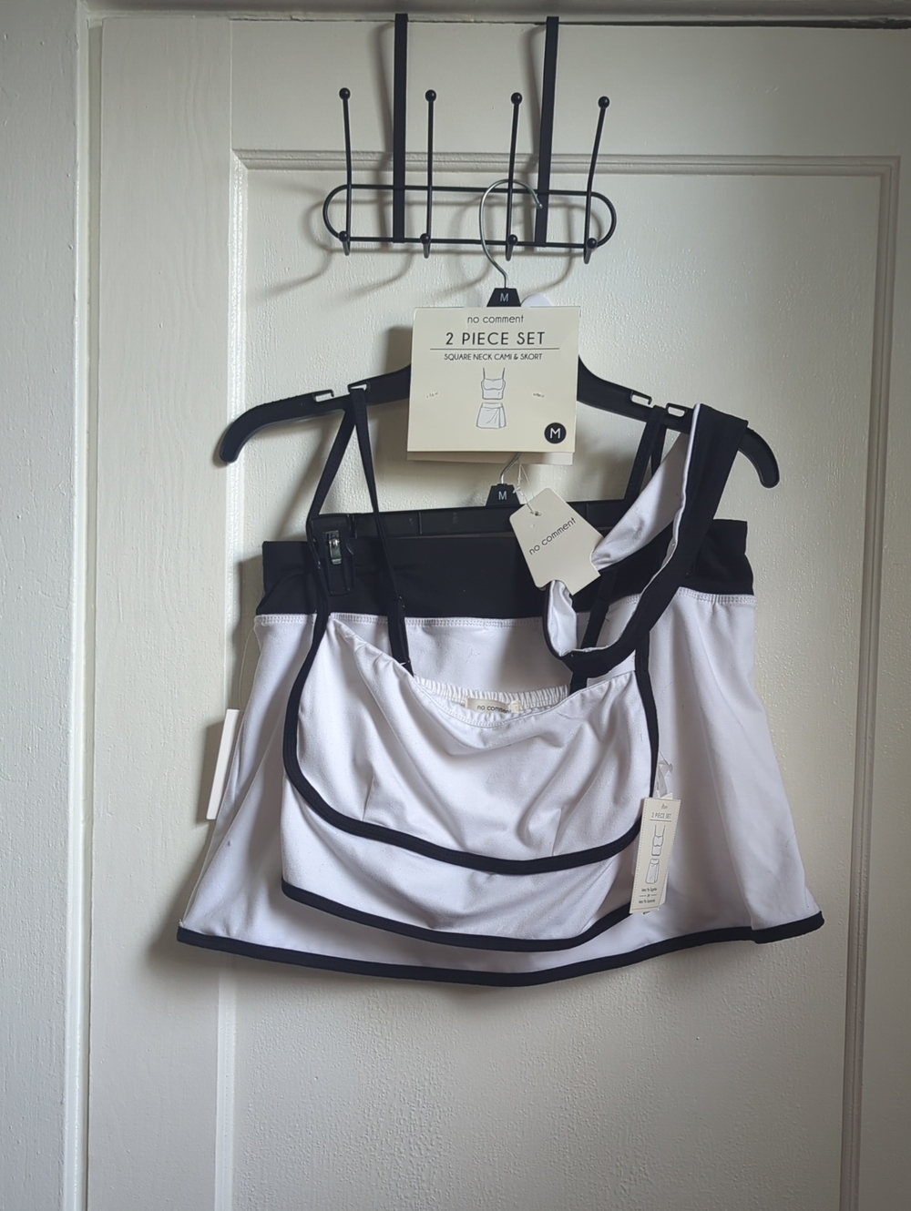Women's No Comment 2-Piece White & Black Trim Tankini Set NWT